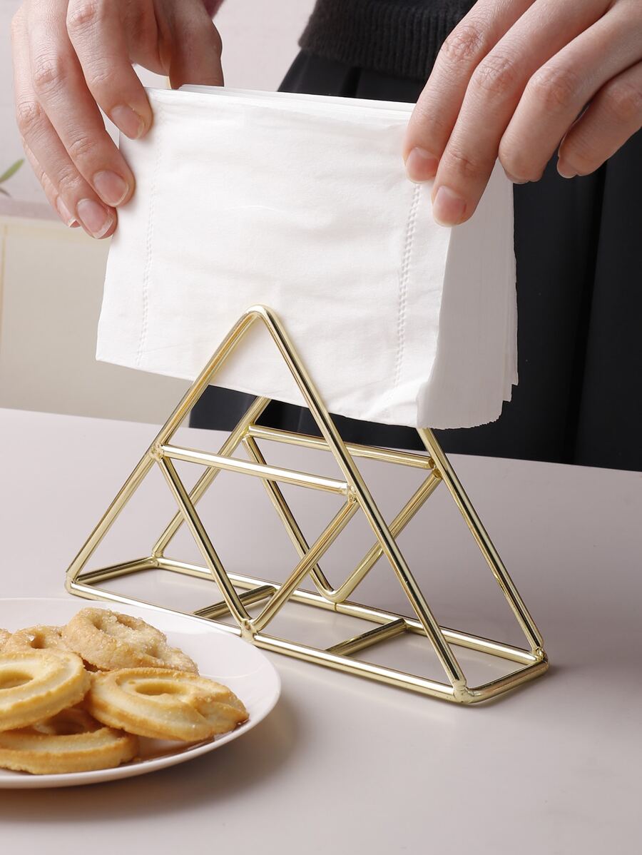 1 Pièce Porte-serviettes En Forme De Triangle En Fer Plaqué, Boîte À Mouchoirs En Métal, Adapté Pour L'organisation De La Maison En Toutes Saisons