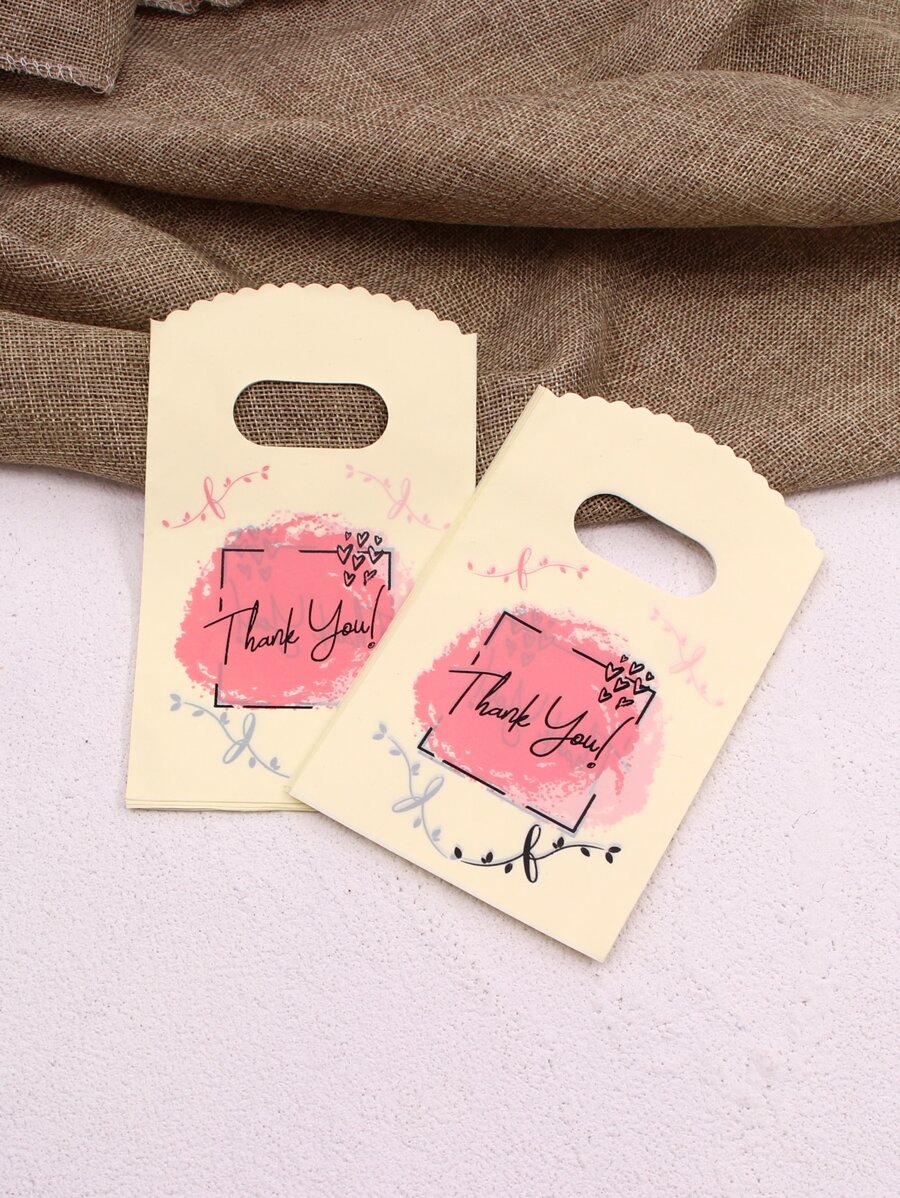 45pcs/set PE Gift Bag, Modern Heart & Slogan Graphic Gift Packaging Bag For Party
