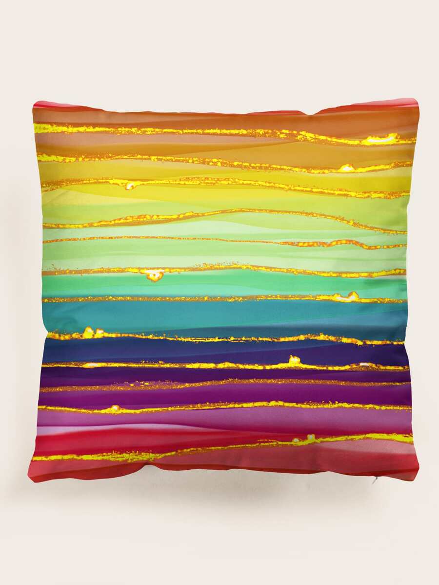 Rainbow Stripe Pattern Cushion Cover Without Filler, Modern Throw Pillow Case, Pillow Insert Not Include, For Sofa, Living Room
