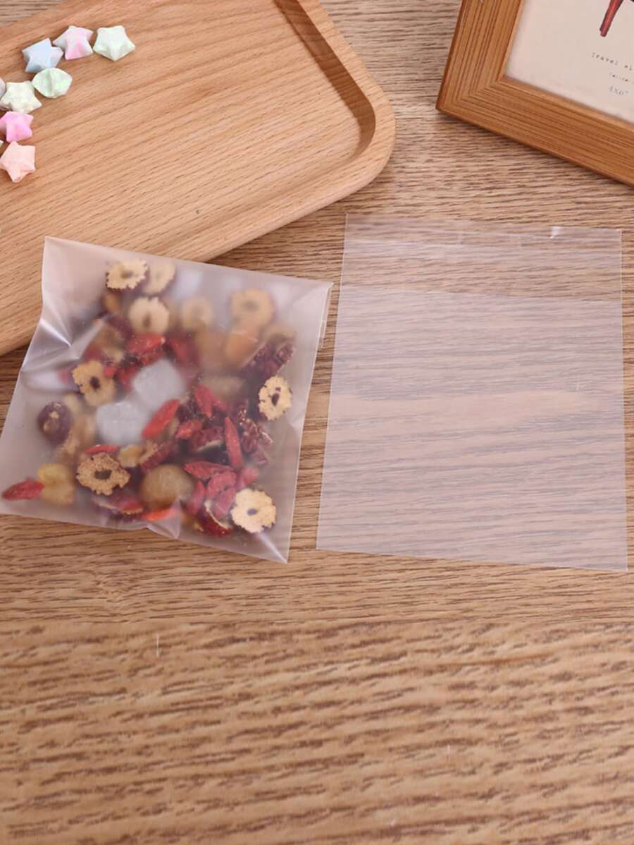 100pcs/Pack Thick Matte Self-Adhesive Transparent Cookie Bags, Plain Madeleines Packaging Plastic Bags (Bags Only, No Other Accessories Included)