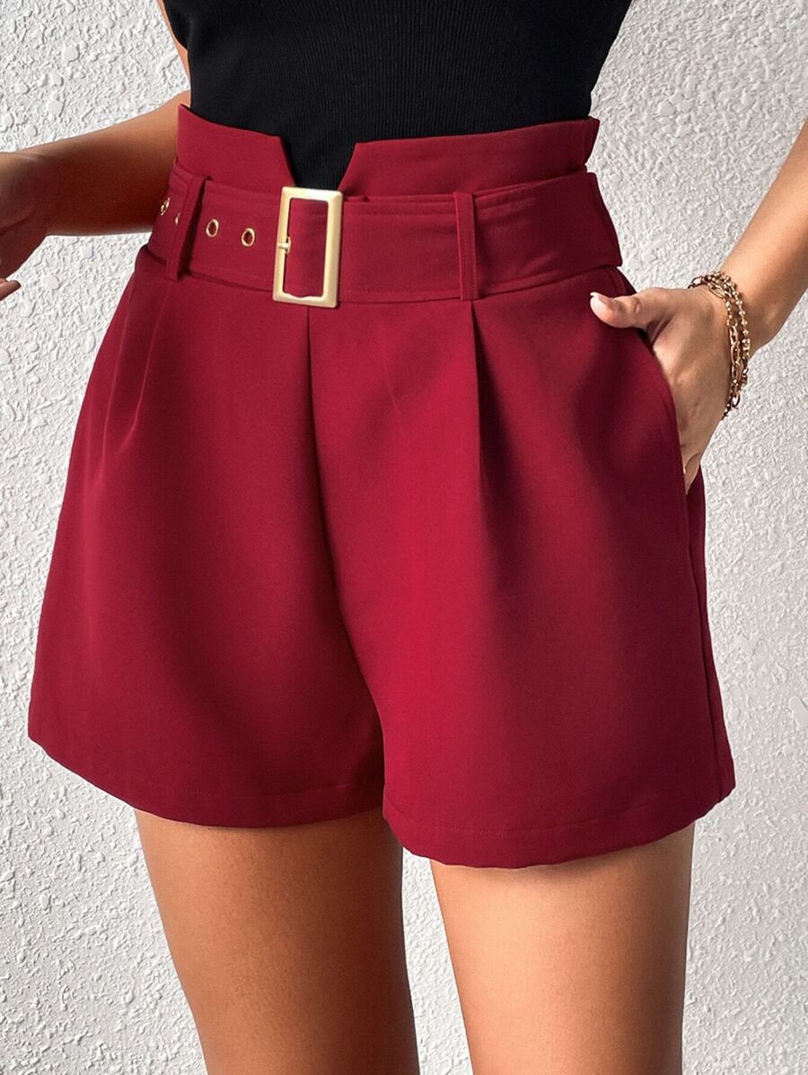 Firerie High Waist Plicated Detail Belted Shorts