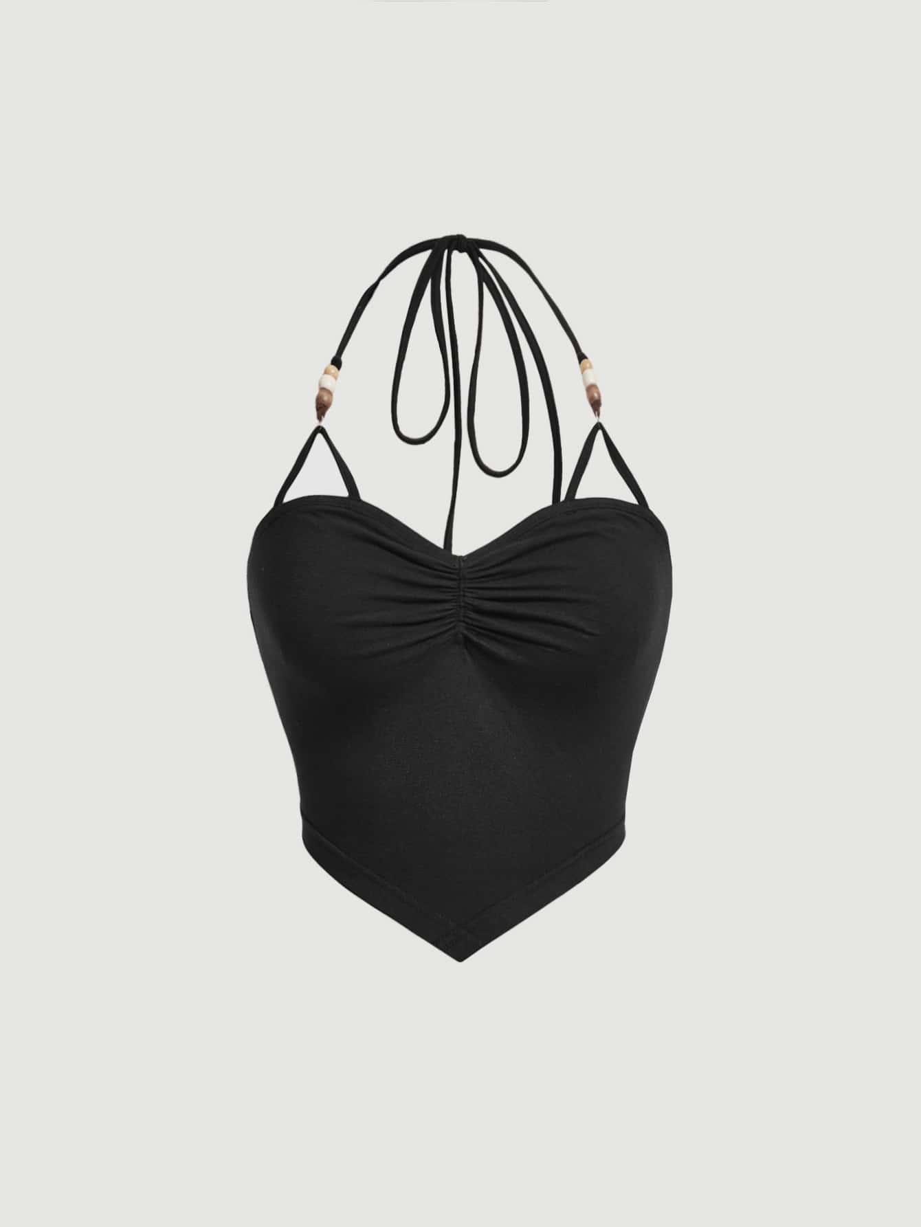 SHEIN MOD Top ras-du-cou à ruchés dos-nu à nœud