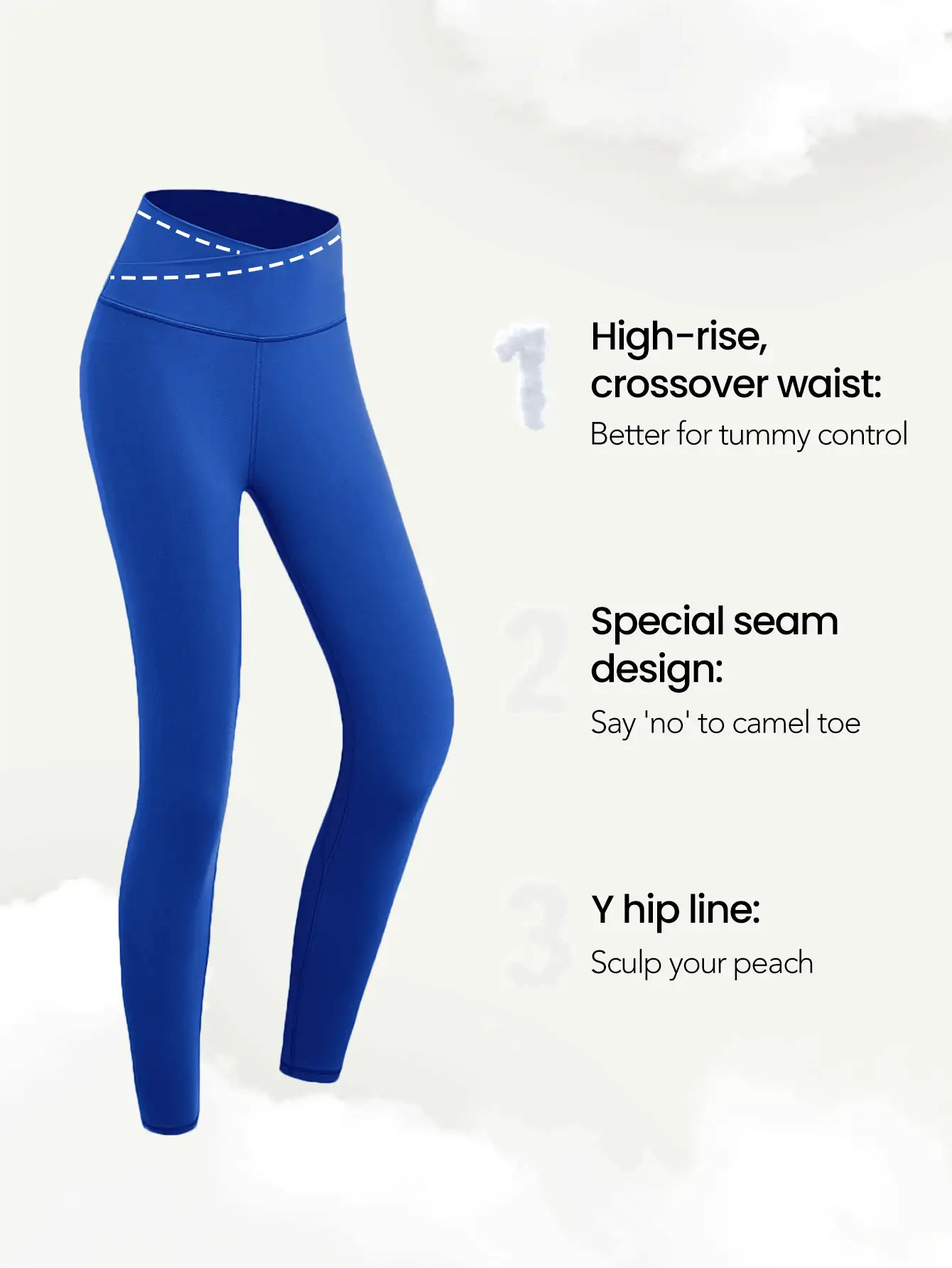 GLOWMODE 24" FeatherFit™ Crossover Yoga Leggings Buttery Soft High Stretch Crossover Waist Sports Tights Gym Fall Winter