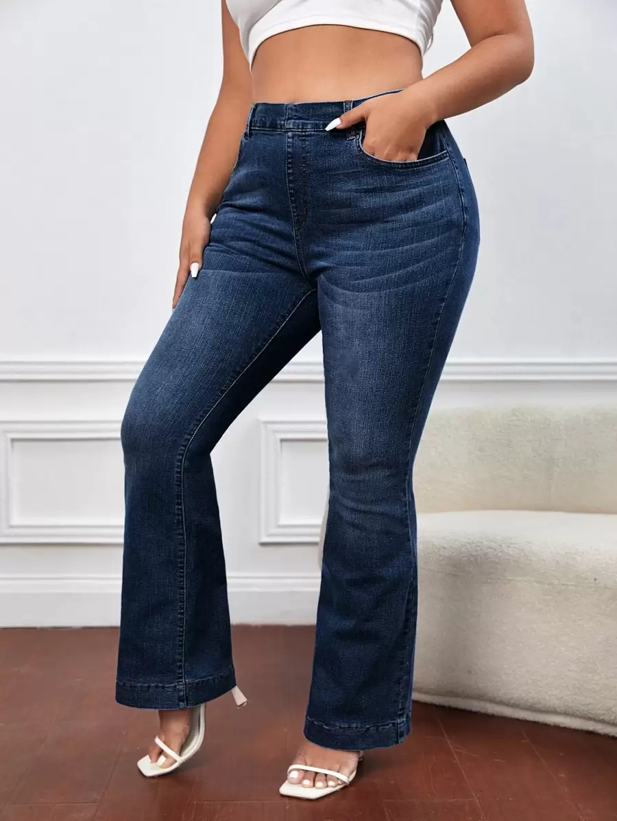 SHEIN SXY Plus Slant Pocket Flare Leg Jeans