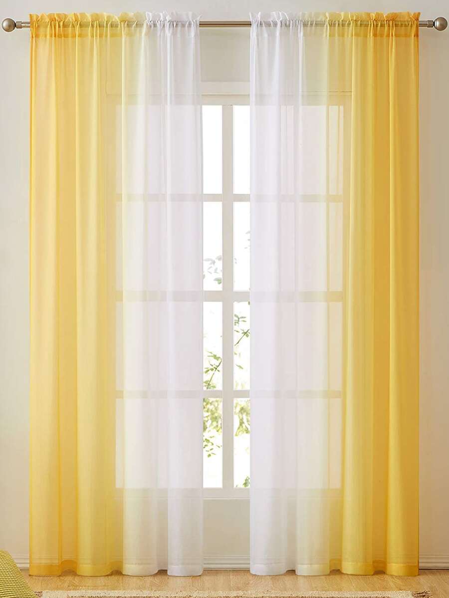 Rideau transparent ombré, rideau transparent moderne en polyester filtrant la lumière pour chambre à coucher