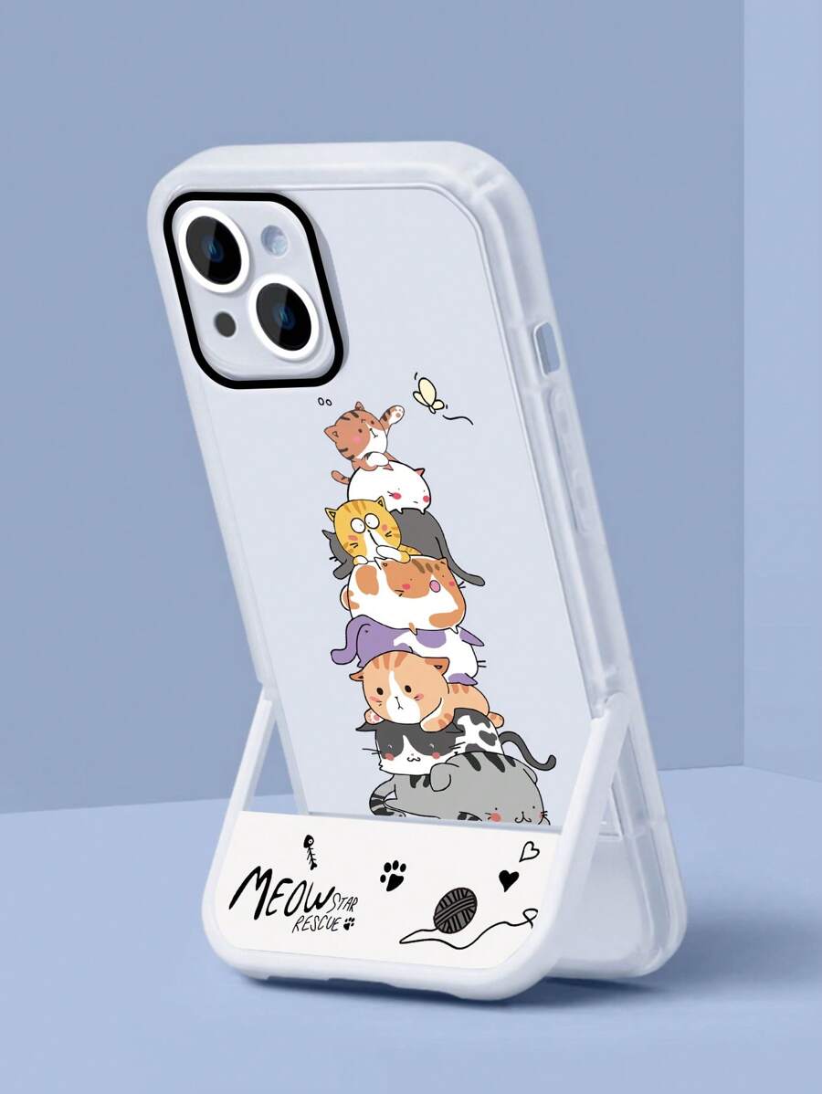Cartoon Katze Muster, Handyhülle mit & unsichtbar Halter