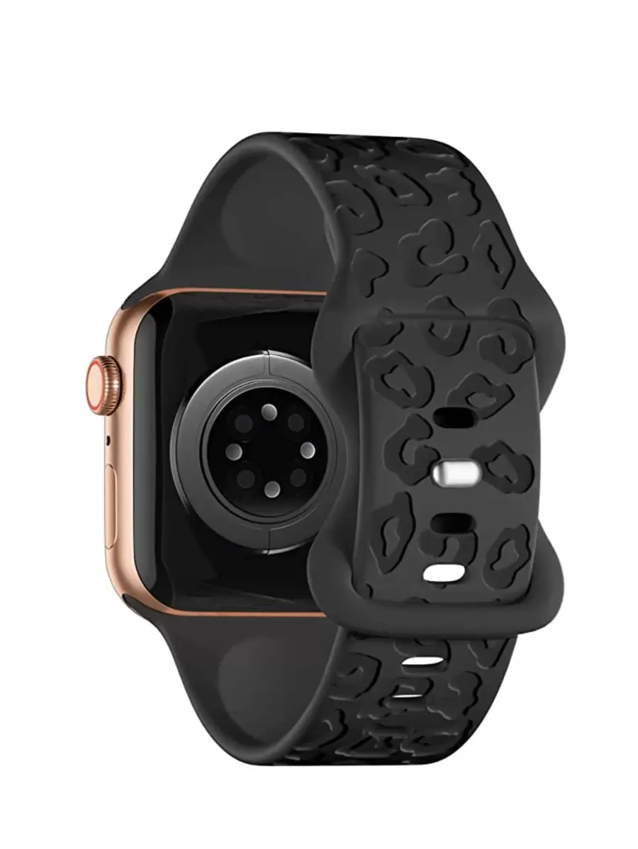 Carvings Strap Compatible With Apple Watch 45mm 44mm 42mm 41mm 40mm 38mm, Soft Silicone Bohemian Leopard Floral Pattern Band Compatible With Watch Series 10 9 8 7 6 5 4 3 2 1 SE, Unisex