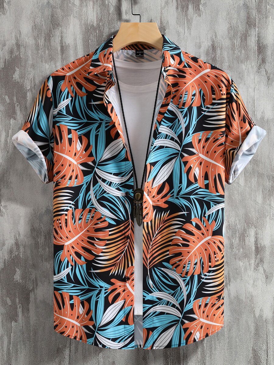 Manfinity RSRT Manfinity RSRT Men Tropical Print Beach Shirt Without Tee