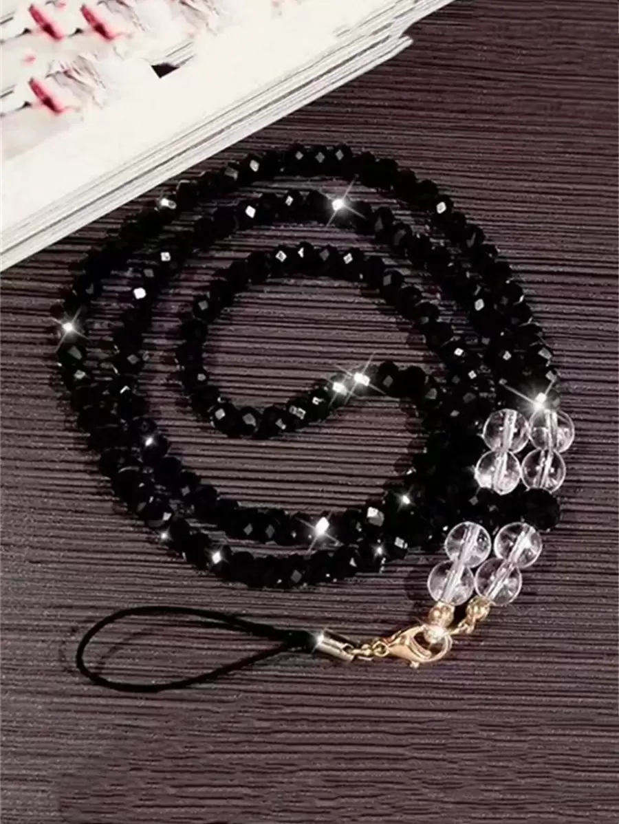Rhombic Black Crystal Gifts For Mother, Family, Friends, Birthday, Holiday Phone Charm, Phone Chain