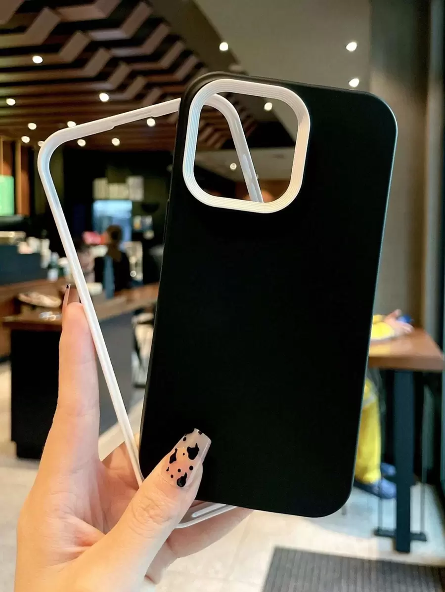 Apple Solid Color Sprayed Creative Contrast 3-In-1 Anti-Fall Phone Case Compatible With Iphone 11, 12, 13, 16