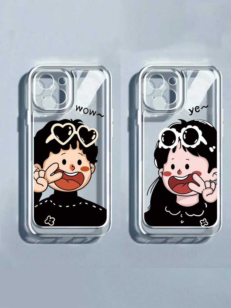 Coque de téléphone transparente à motif garçon dessin animé motif