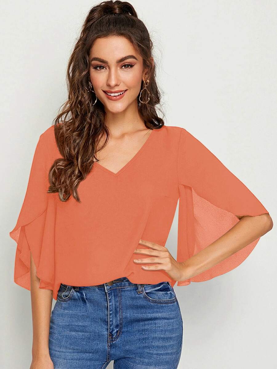 SHEIN Clasi Top monocolore maniche a fessura