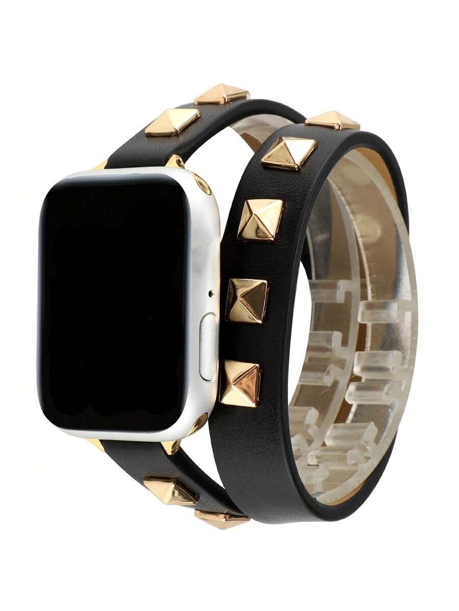1pc Rivet Decor PU Apple Watch Band Compatible With Apple Watch 38mm 40mm 41mm 42mm 44mm 45mm 49mm Punk Style Strap Compatible With Apple Watch Series 9 8 7 SE 6 5 4 3 2 1