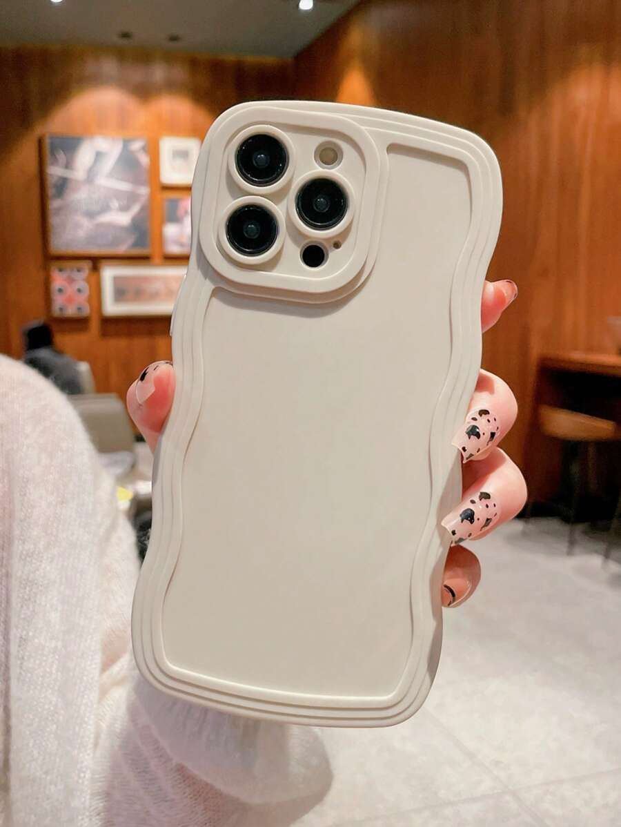 Plain Color Wavy Edge Anti-Drop Phone Case Compatible With Apple XR, 11, 12, 13, 14, 15, 16, 16 Plus, 13 Pro Max, 11 Pro, XR, XS, 12 Pro Max, 14 Plus And Other Models