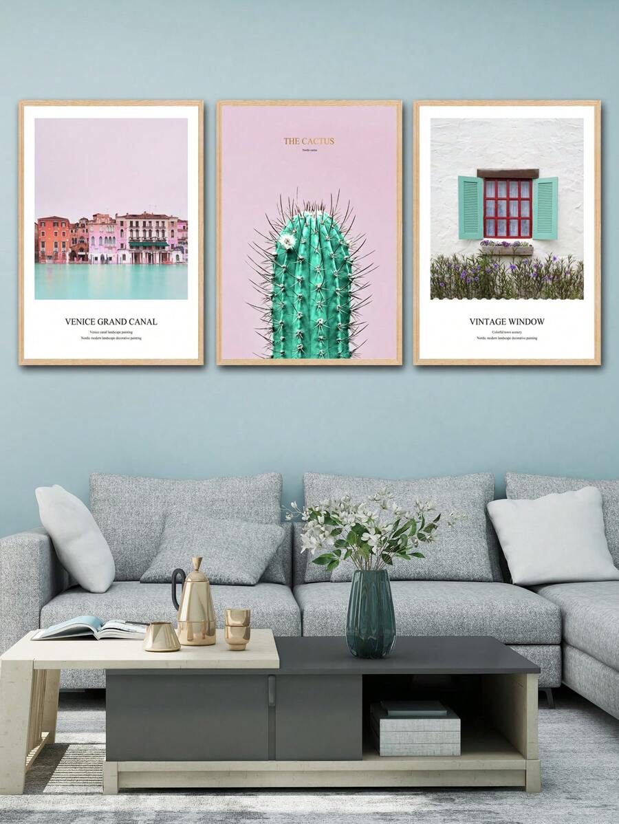 3pcs/set Polyester Unframed Painting, Landscape Pattern Wall Art Painting For Home Wall Decor