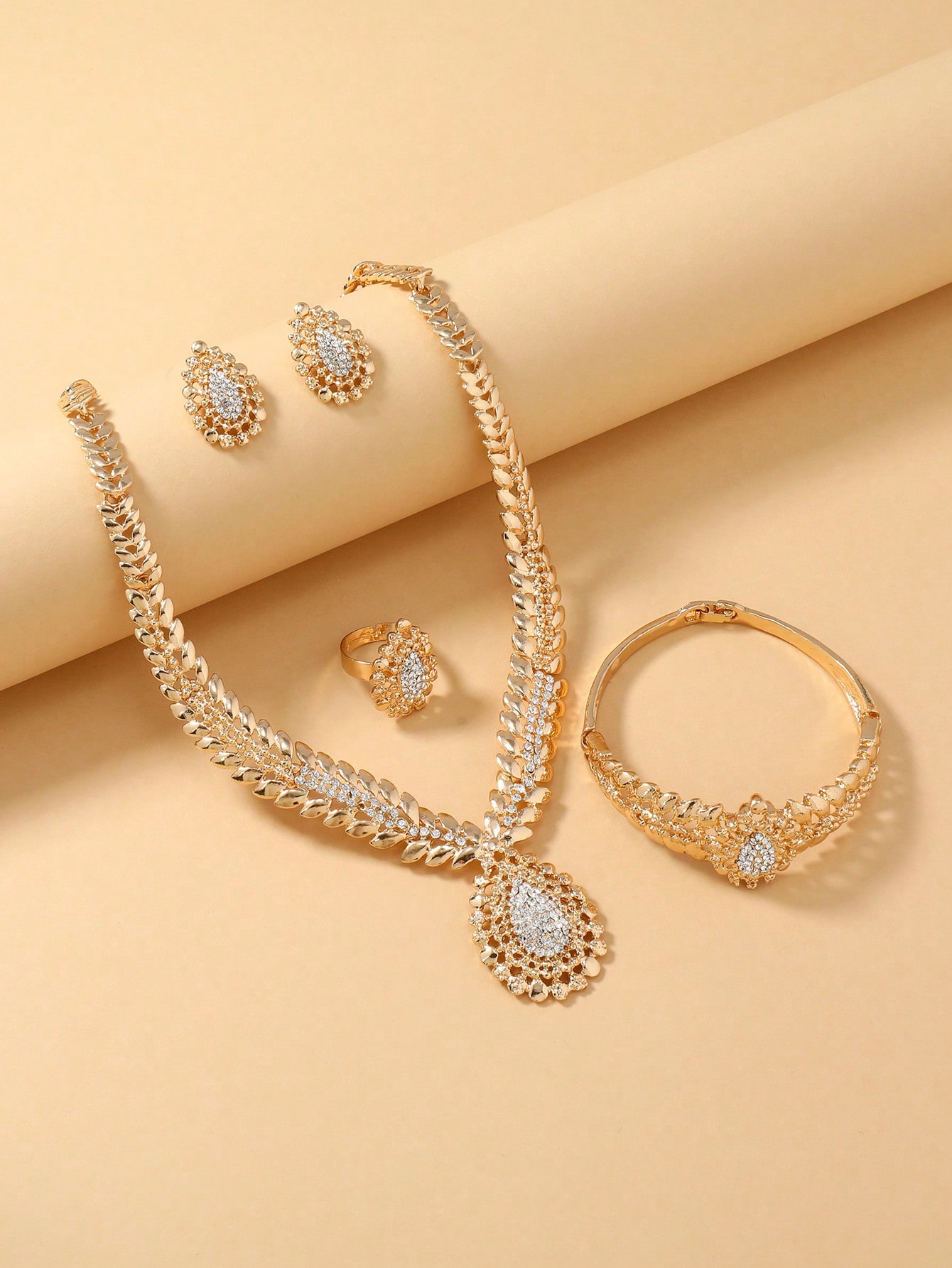 5pcs Rhinestone Decor Jewelry Set