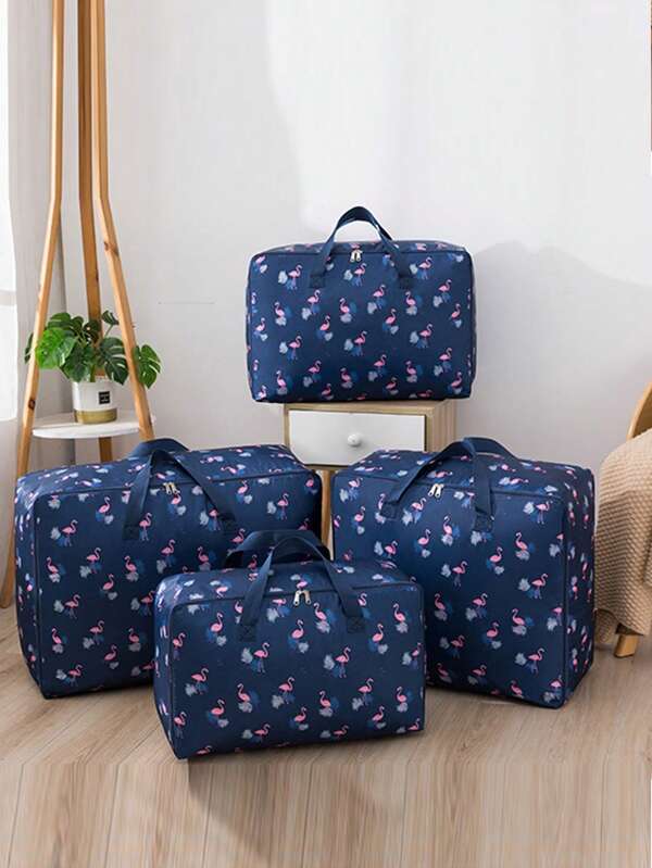 Flamingo Pattern Cloth Storage Bag Zipper Around Quilt Storage Bag