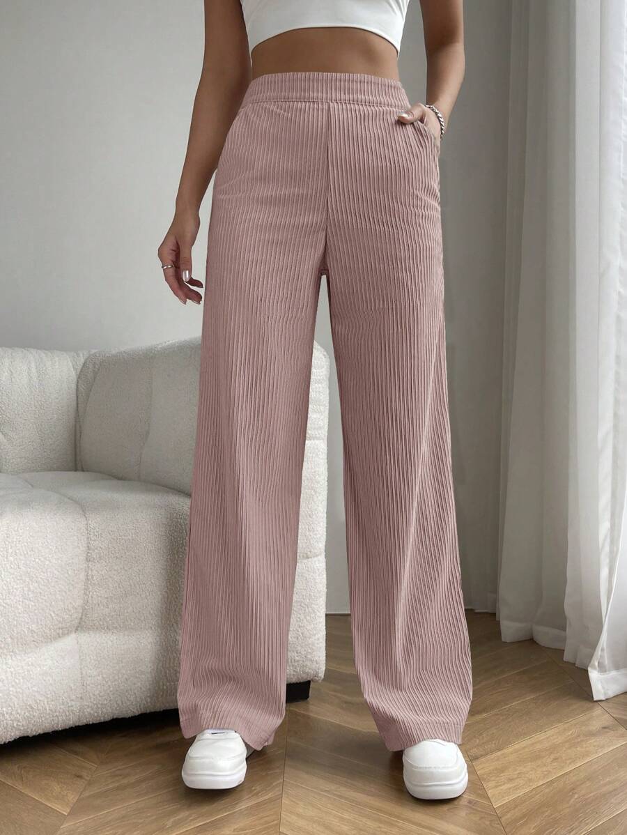 SHEIN EZwear High Waist Slant Pocket Straight Leg Pants
