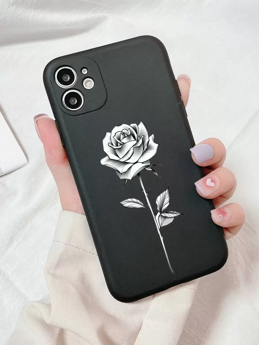 Étui de téléphone avec motif floral de rose esthétique pour pomme compatible avec iPhone 15/15 Plus/15 Pro/15 Pro max