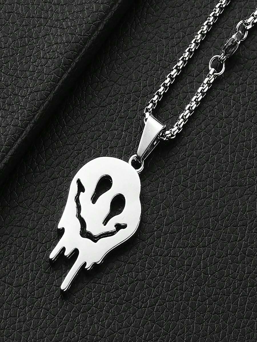 1 pieza Conjunto de collar y pulsera con colgante de fantasma, accesorios de moda para hombre