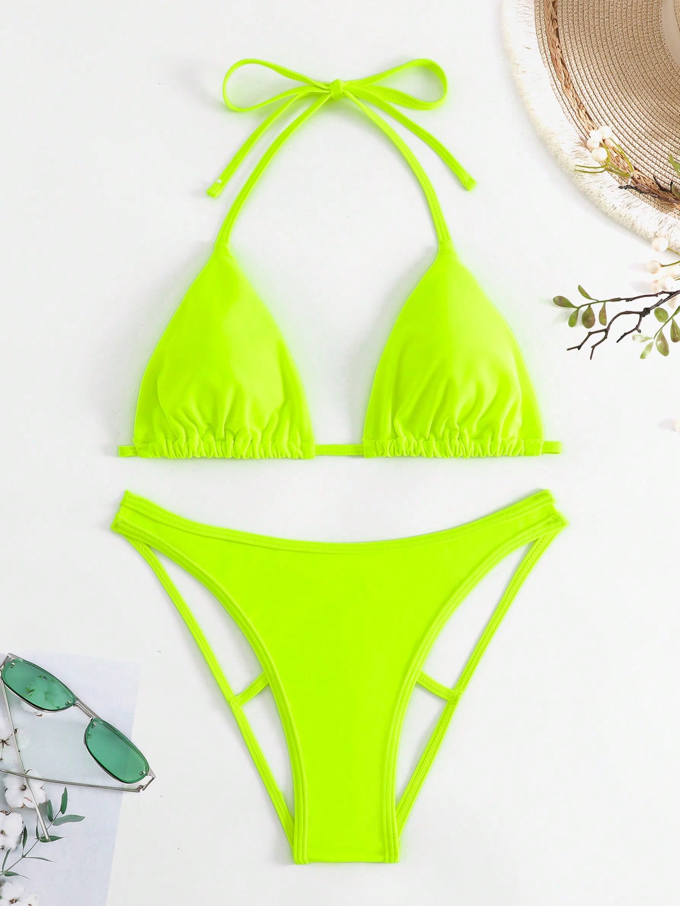 Shein Swim Sxy Plain Halter Triangle Bikini Swimsuit Shein Usa
