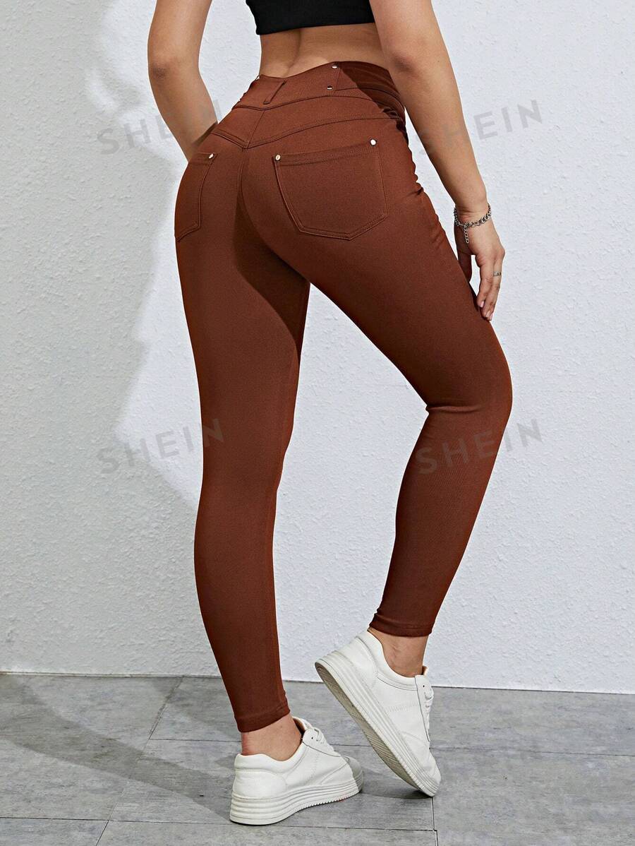 SHEIN MOOSTA Pantalones pitillo de unicolor casual para mujeres