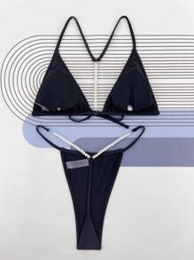 Swim Sxy Plain Triangle Thong Summer Beach Bikini Set Shein Usa