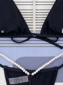 Swim SXY Plain Triangle Thong Summer Beach Bikini Set SHEIN USA