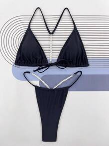 Shein Swim Sxy Plain Triangle Thong Bikini Swimsuit Shein Usa