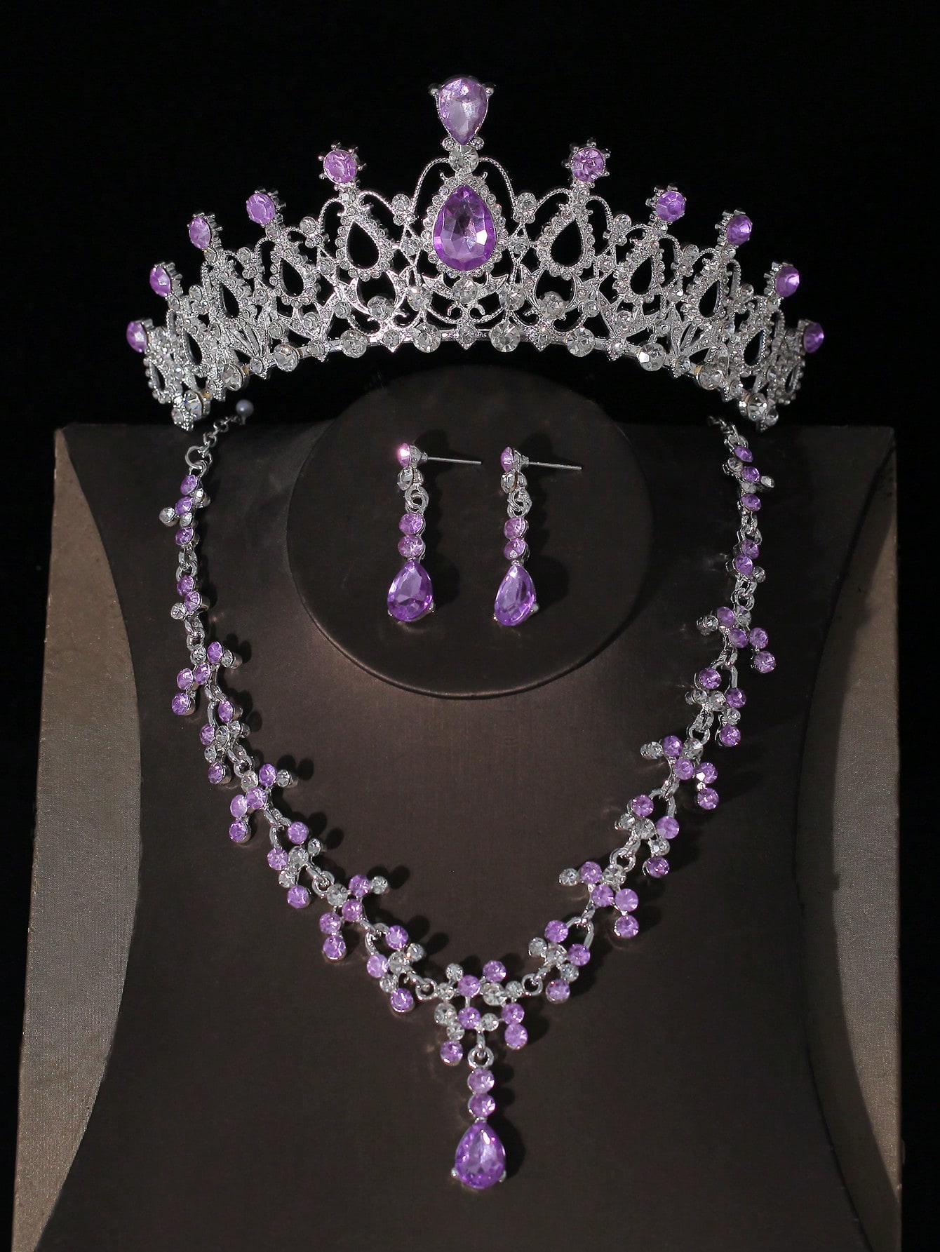 4pcs Women Rhinestone Crown Design Glamorous Bridal Headband & Jewelry