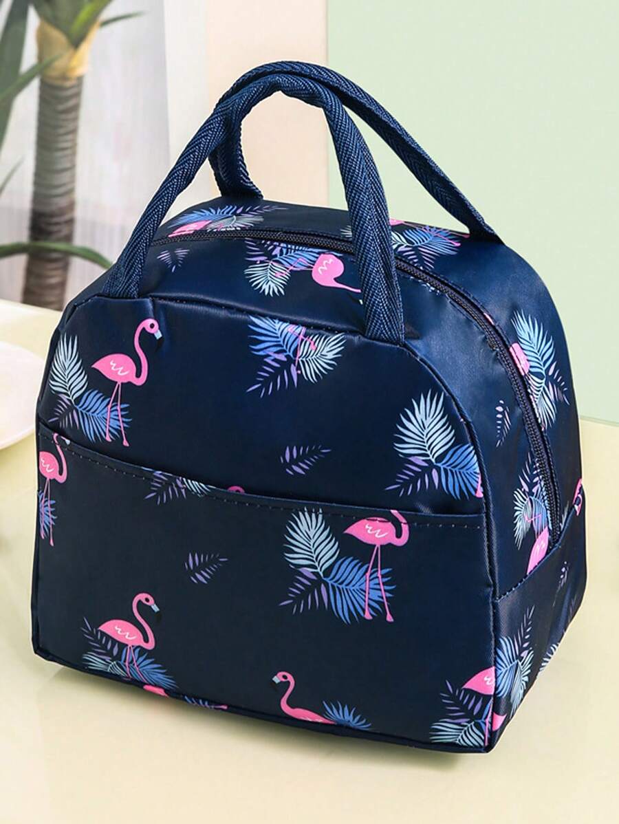 Portable Flamingo Lunch Box Bag, Insulated Lunch Bag For Office Workers, Students, Carry-On Thermal Cooler Lunch Tote