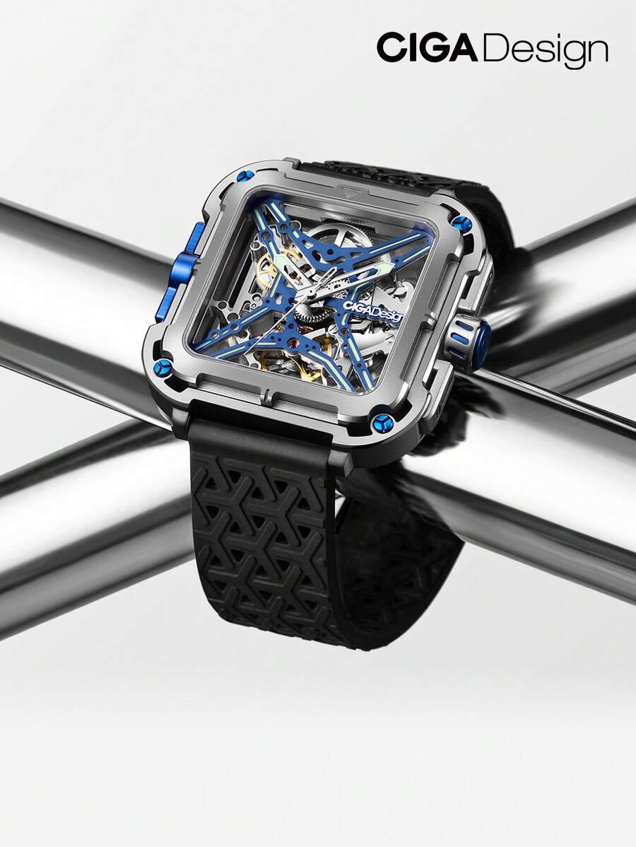 CIGADesign CIGA Design Inspired Anti-Shock Design Sapphire Crystal Analog Skeleton Mechanical Watch With Silicone And Nylon Strap Fashion Wrist Accessories For Men