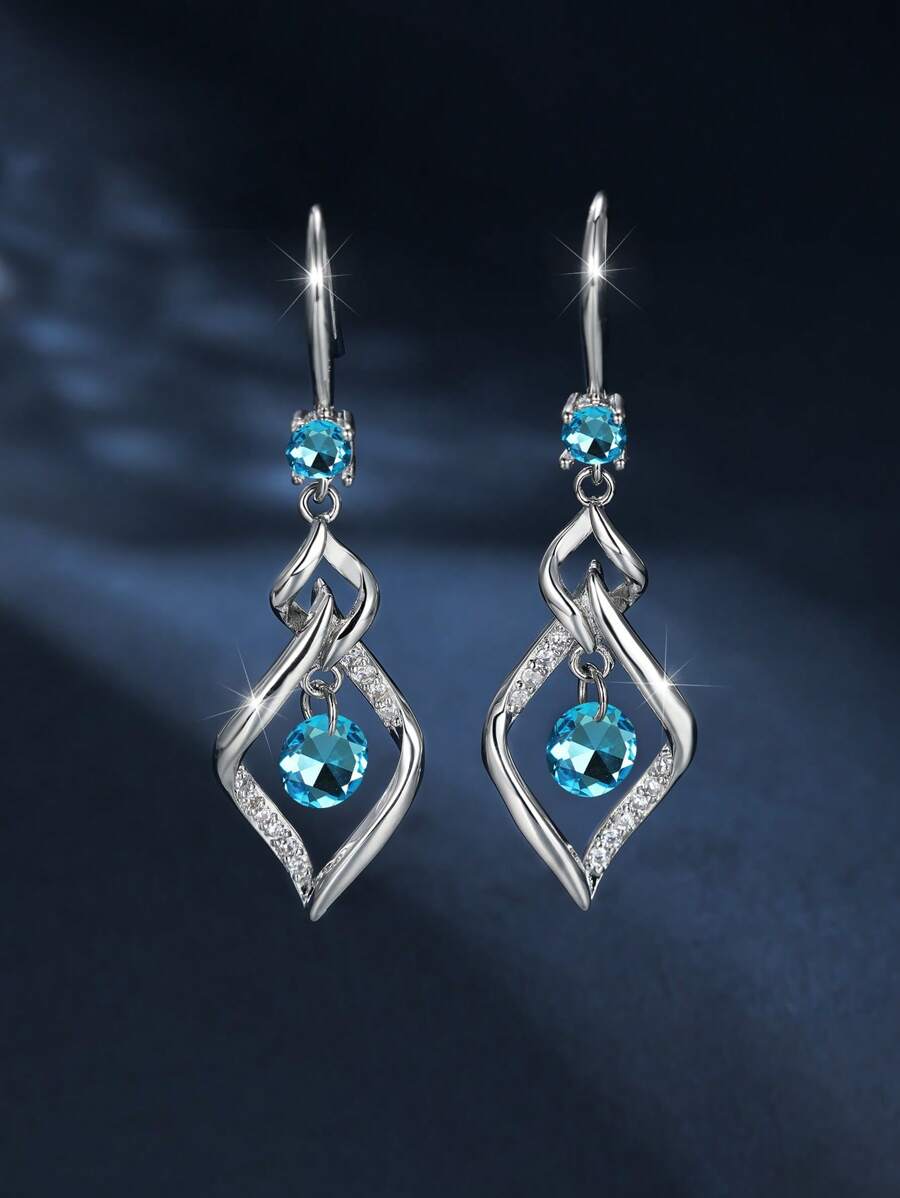 Vanel 1pc Elegant & Shiny Rotating Tassel Drop Earrings For Women's Dating or Wedding