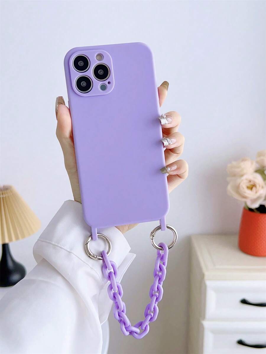 Solid Phone Case With Chain Bracelet