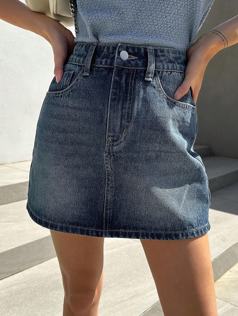 DAZY Washed Denim Skirt