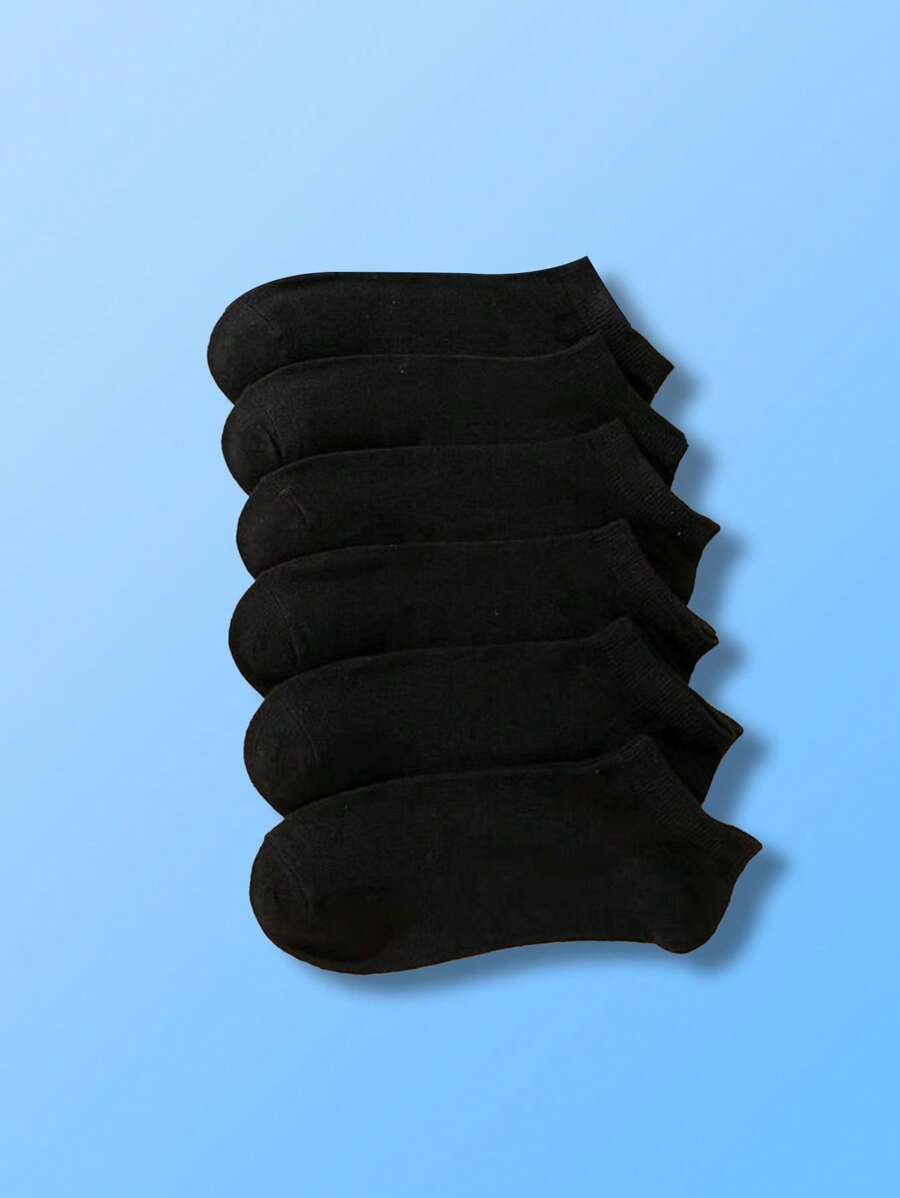 6pairs Men Random Color Solid Minimalist Ankle Socks For Daily Life