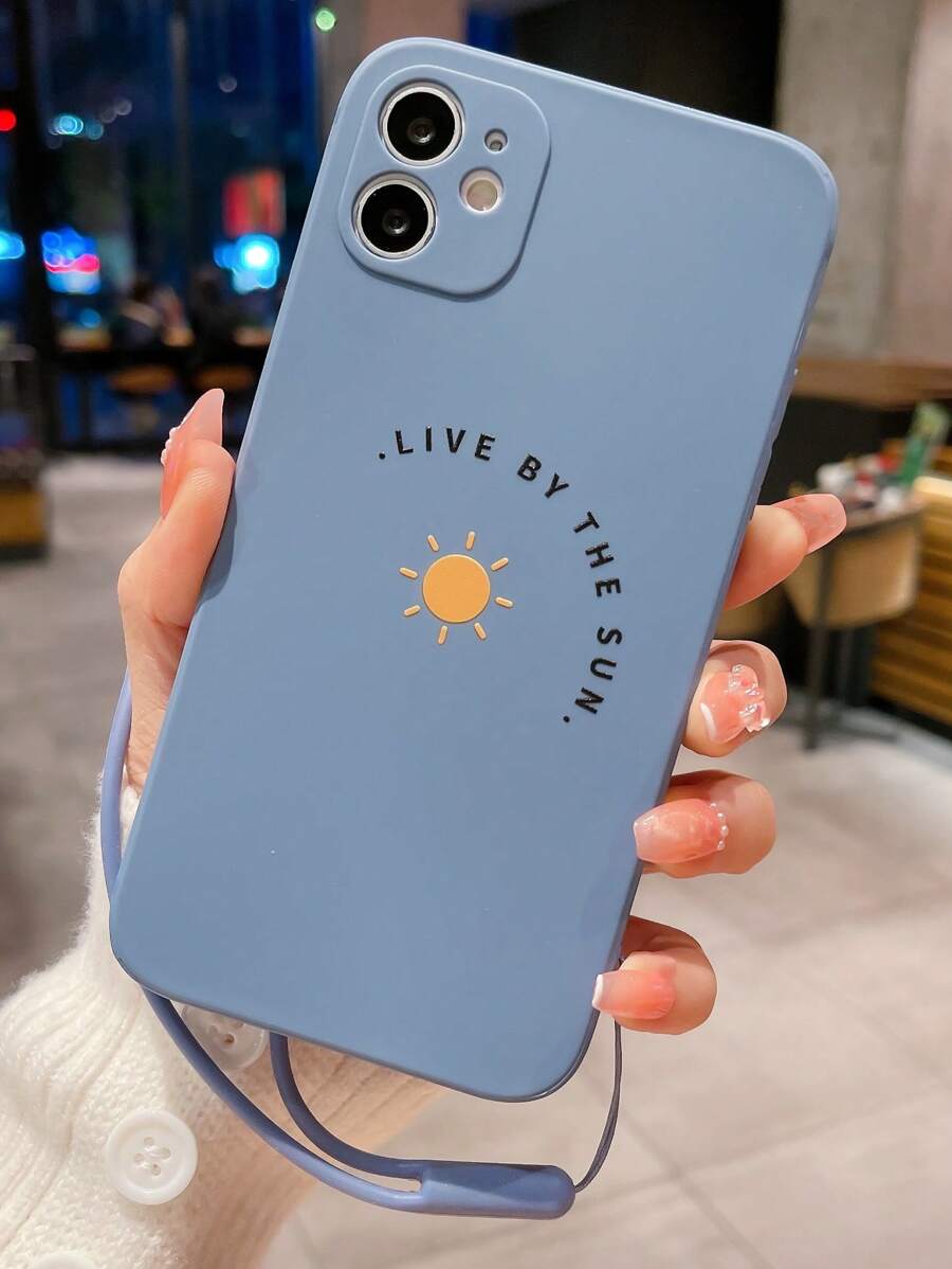 Etui na telefon z grafiką w kształcie liter ze smyczą kompatybilne z iPhone15/15Plus/15Pro/15Promax