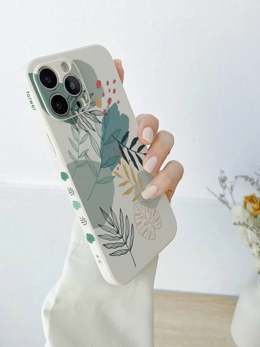 Coque de téléphone anti-chute avec motif de feuilles d"été compatible avec l"IPhone 11, l"IPhone 13 et le Galaxy A14