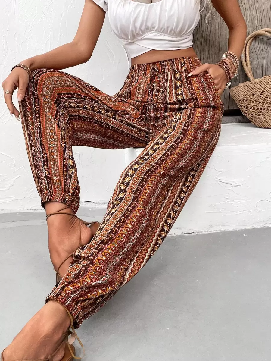 Breezaya Allover Print Slant Pocket Pants