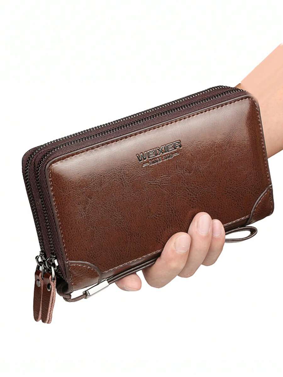 Bolsa Vintage para Homens, Bolsa com Alça de Mão e Punho, Bolsa para Celular, Carteira de Embreagem Multiuso para Homens, Carteira, Carteira Longa, Carteira com Alça de Pulso