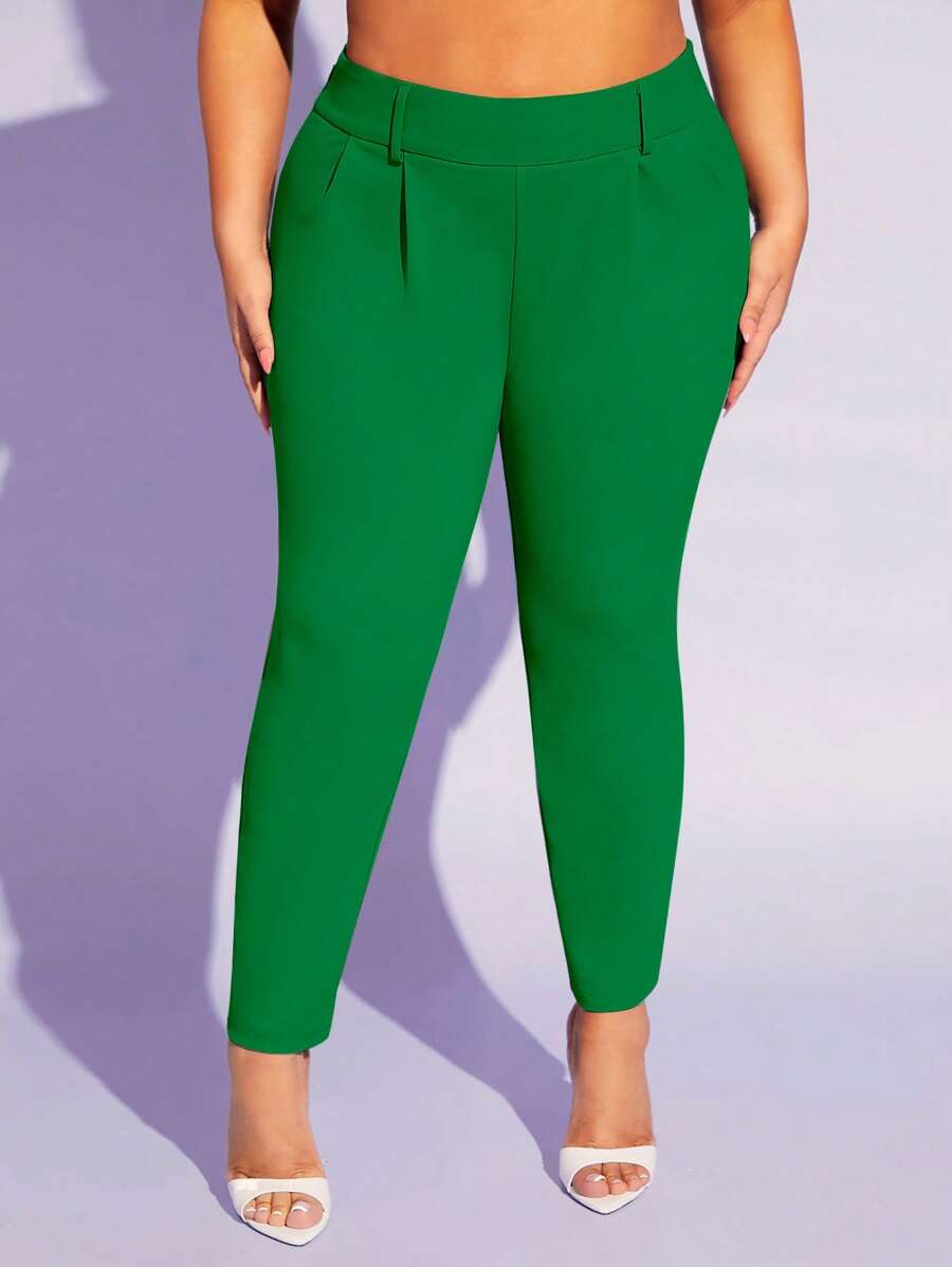 SHEIN SXY Spodnie Rozmiar Plus Zamek błyskawiczny Plisowany Prosty Casual