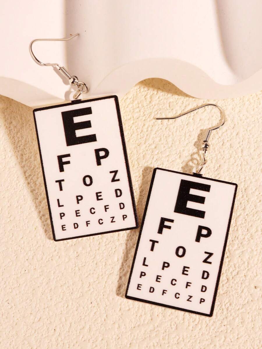 1 par Pendientes largos moda tabla optométrica para mujeres para decoración diaria