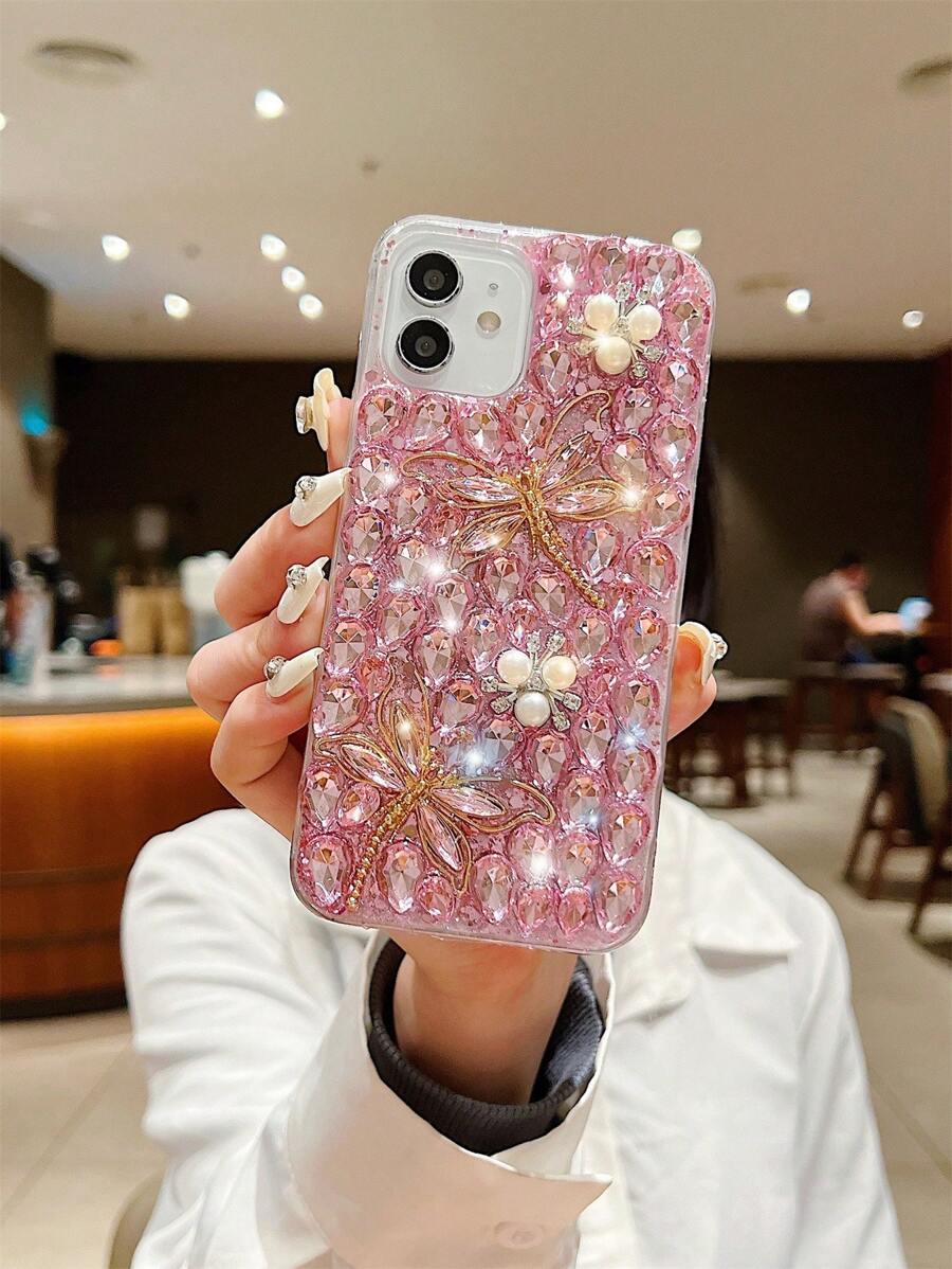 Rhinestone Decor Phone Case Compatible With iPhone 15/15Pro/15Plus/15Promax