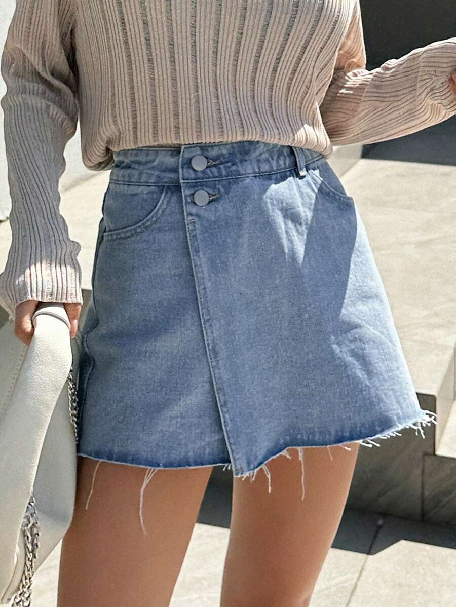 DAZY Raw Hem Denim Skort