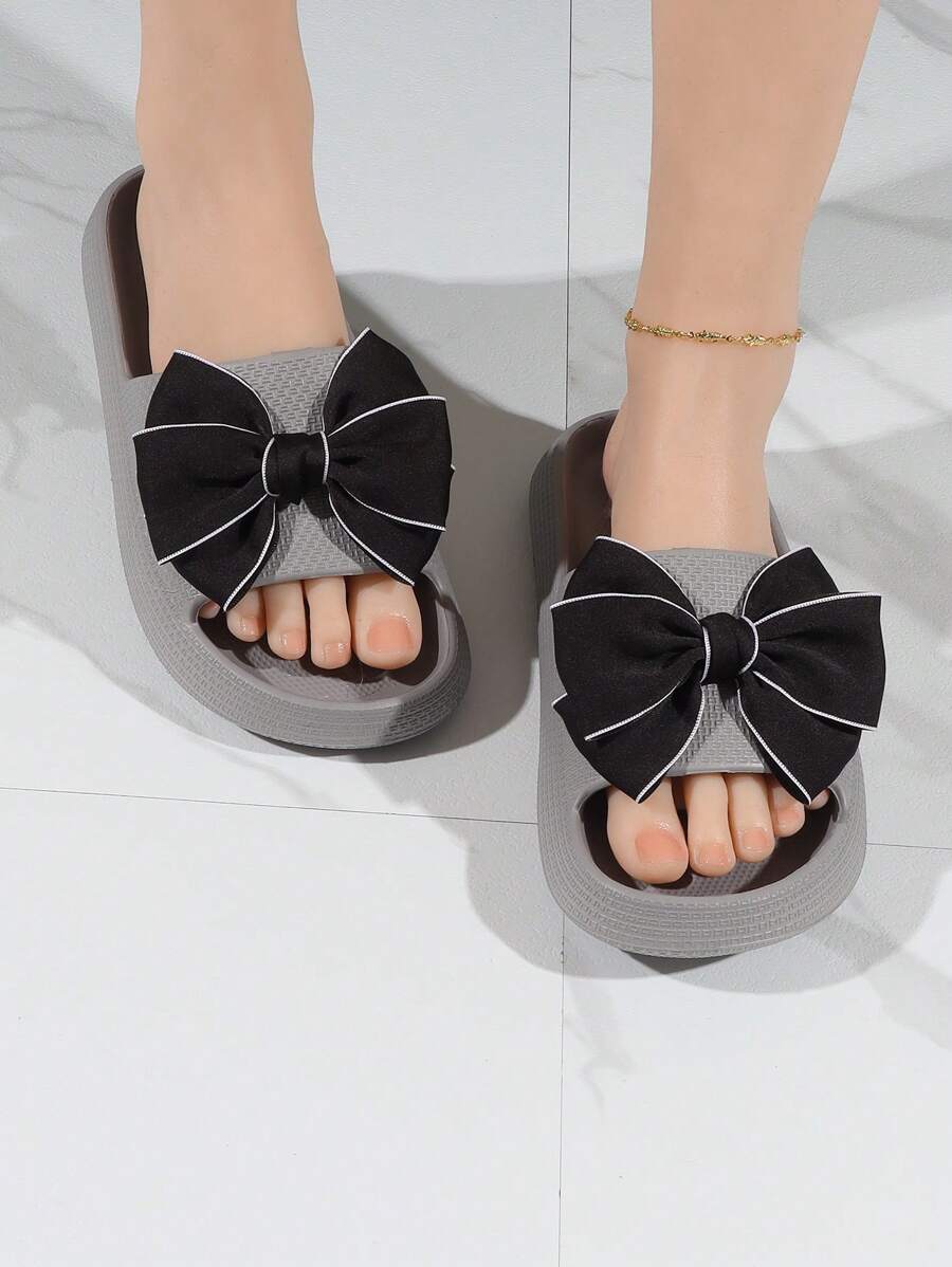 preppy Zapatillas para con diseño de lazo Chanclas banda única