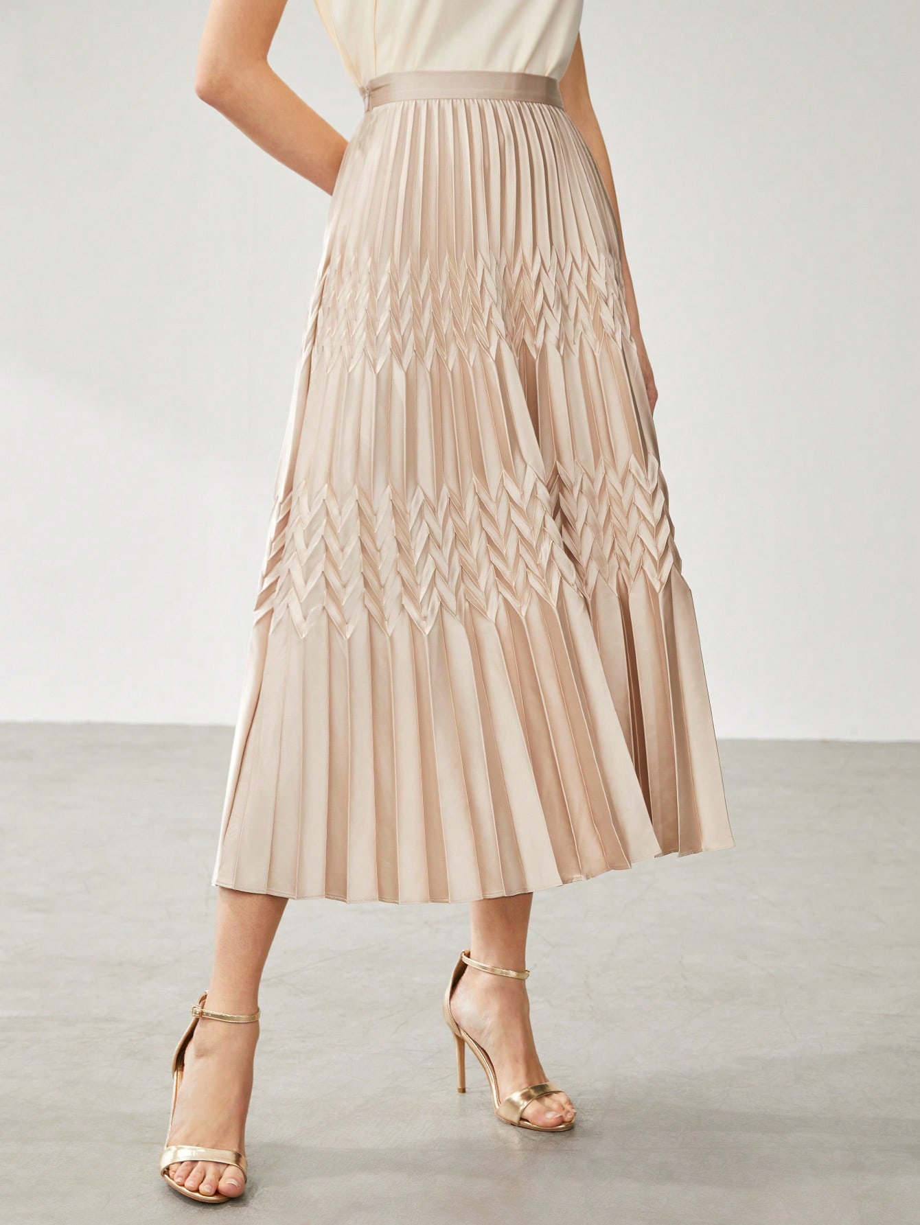 【mnem】Melfi Pleated Long Skirt FLOWY PLEATED MIDI SKIRT,SUMMER OUTFITS｜Motf