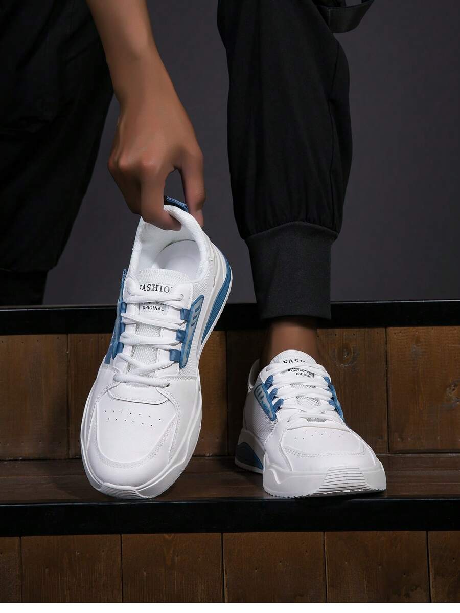 Men Letter Graphic Lace-up Front Skate Shoes, Sporty Outdoor Sneakers