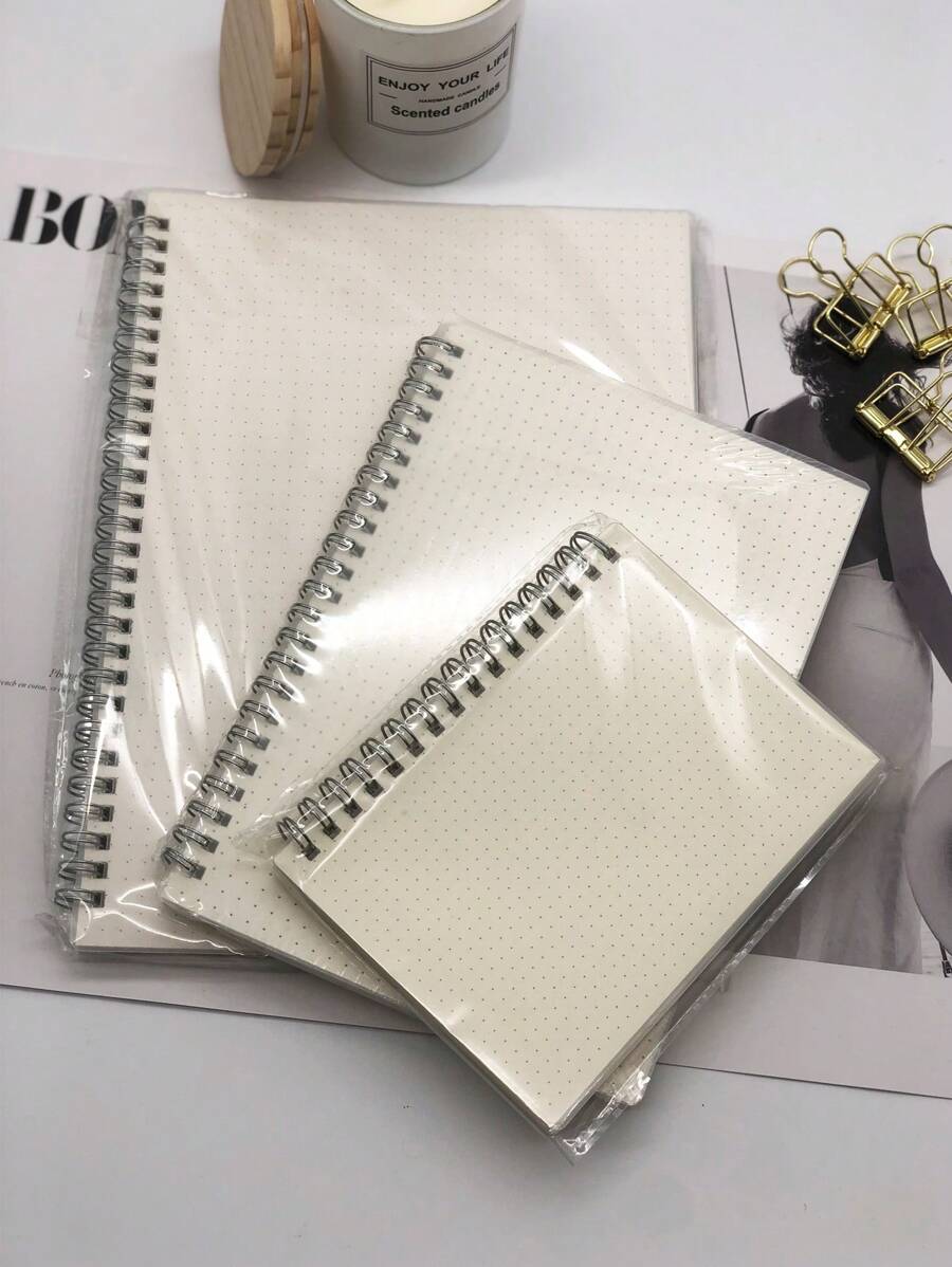 1 pièce Carnet de notes à pois spirale simple portable pour école bureau