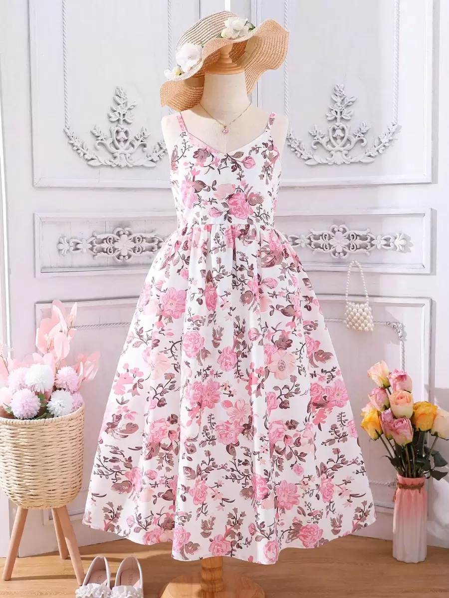 SHEIN Vestido Cami Estampado Floral Para Garotas Adolescentes