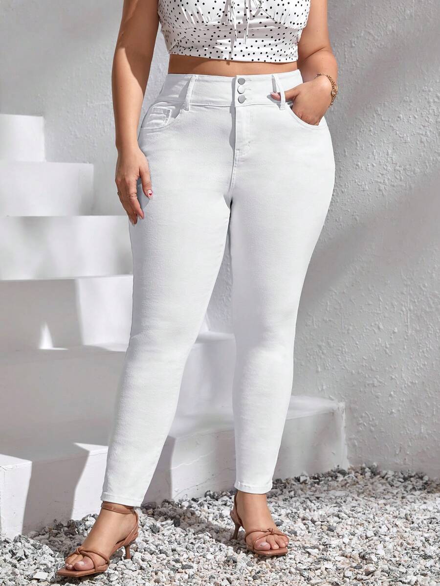 SHEIN Frenchy Plus High Waist Skinny Jeans